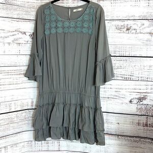 Darnella Dress Womens Size Small chiffon mini embroidered tiered Ruffle Boho